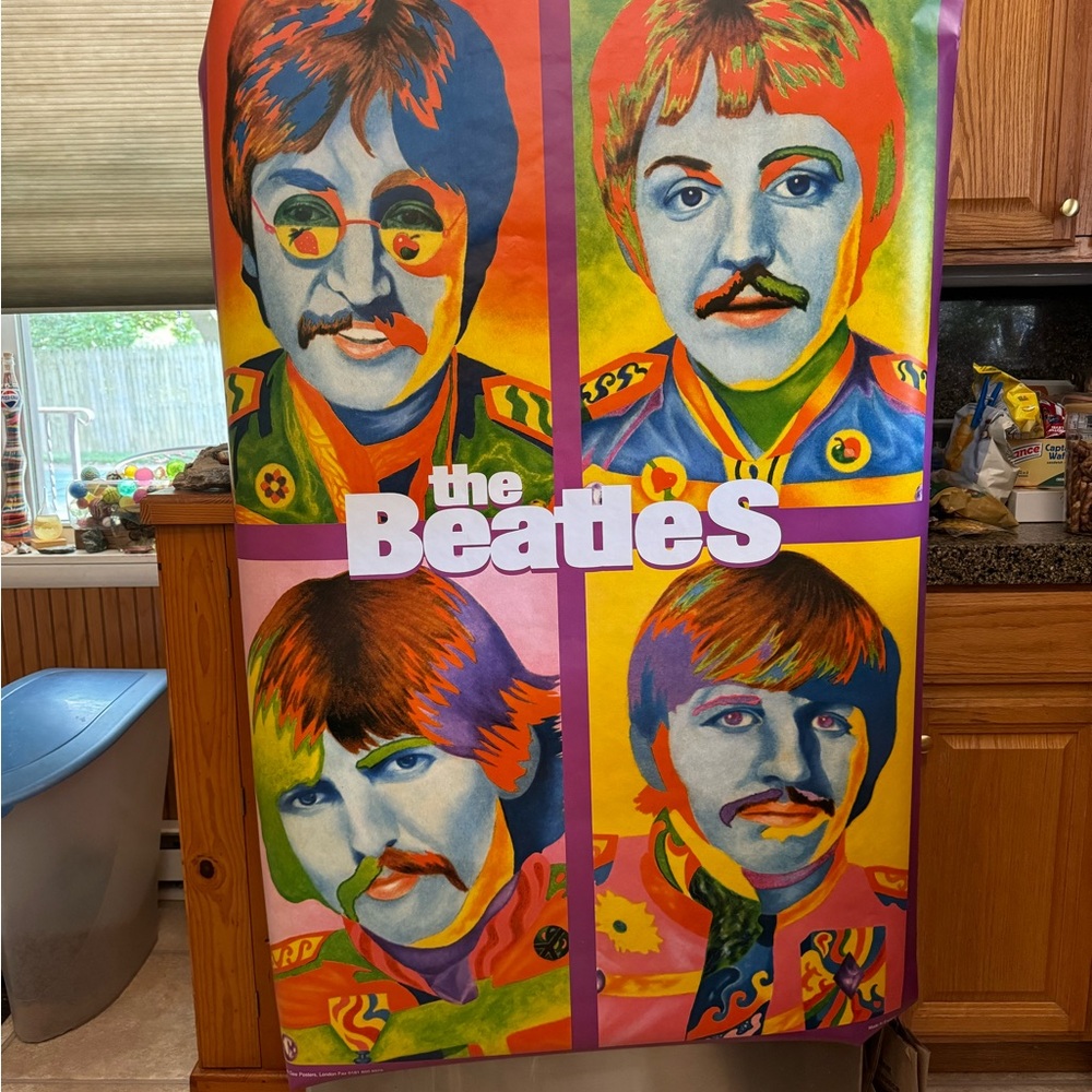 Very RARE Beatles PSYCHEDELIC FACES Blacklight (huge) Poster
